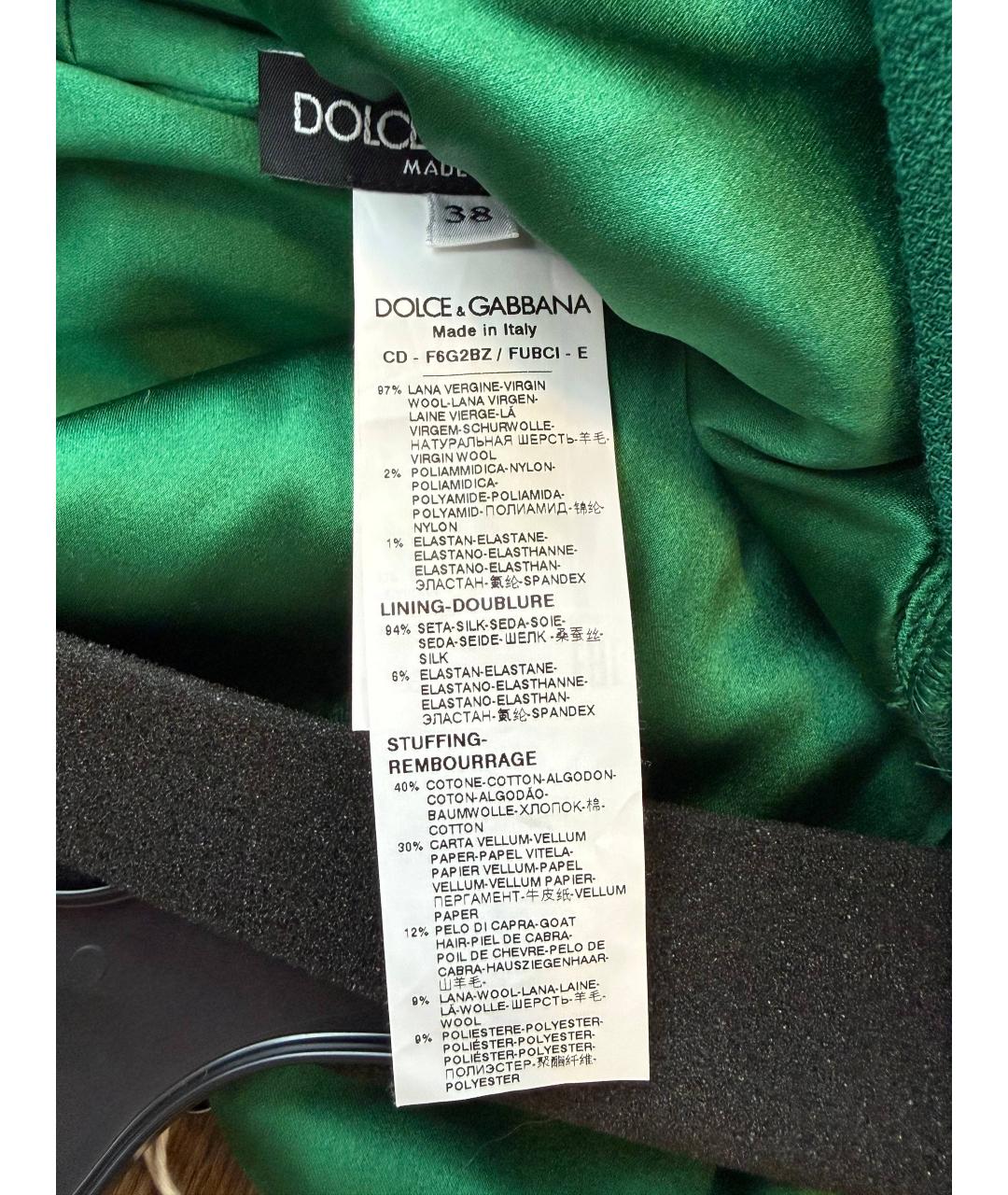 DOLCE&GABBANA Зеленые шерстяное повседневное платье, фото 6