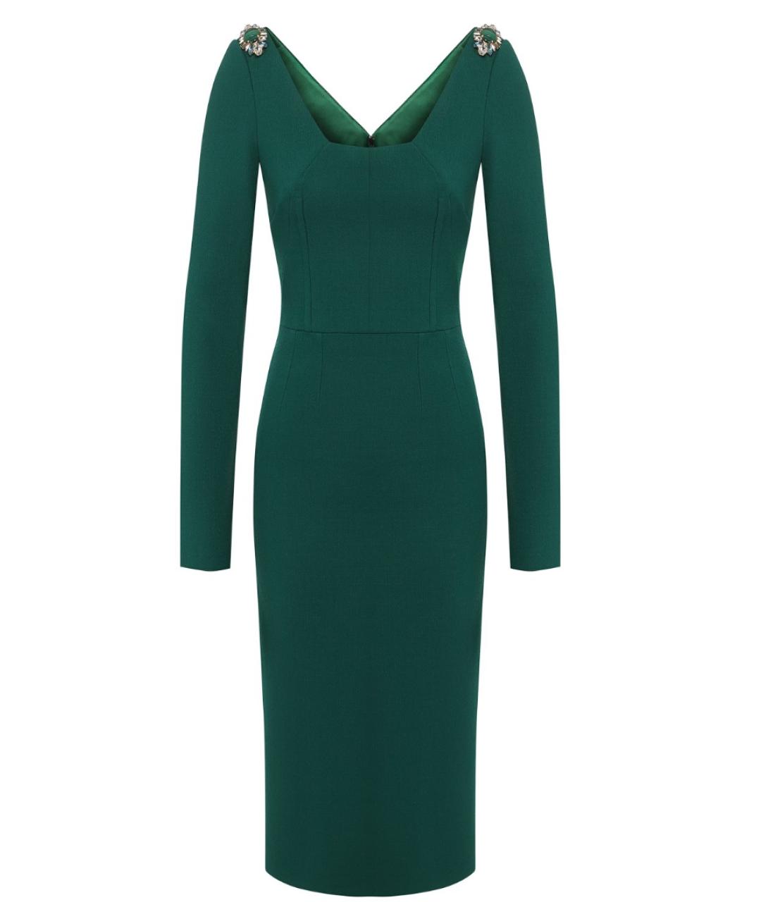 DOLCE&GABBANA Зеленые шерстяное повседневное платье, фото 10