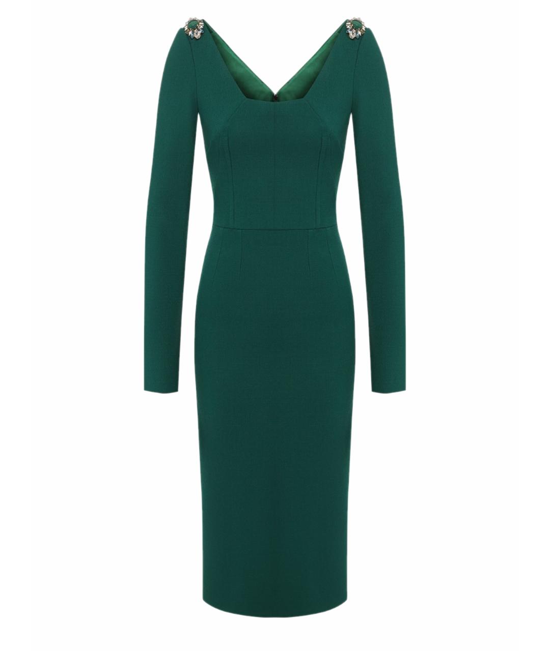 DOLCE&GABBANA Зеленые шерстяное повседневное платье, фото 1