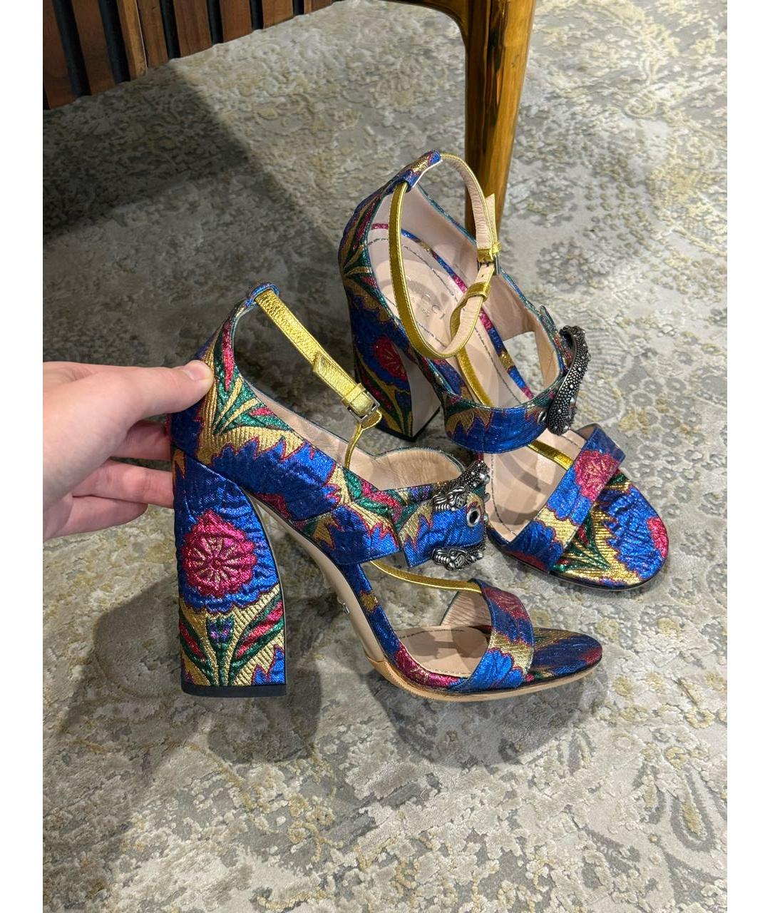 GUCCI Мульти текстильные босоножки, фото 3