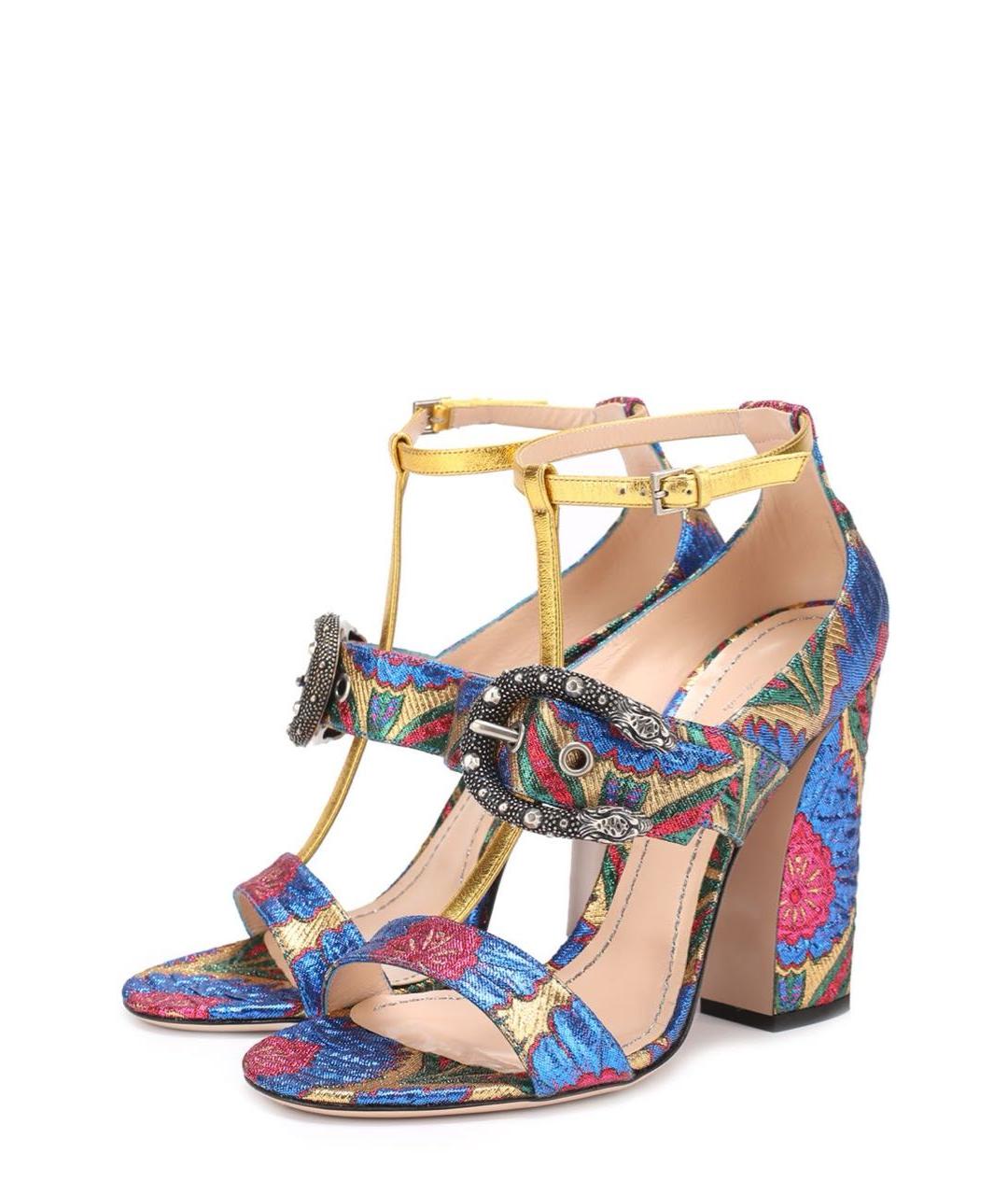 GUCCI Мульти текстильные босоножки, фото 8