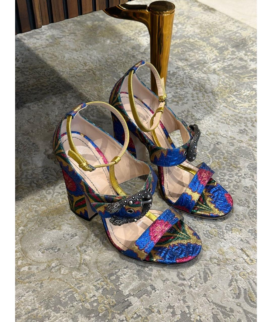 GUCCI Мульти текстильные босоножки, фото 4