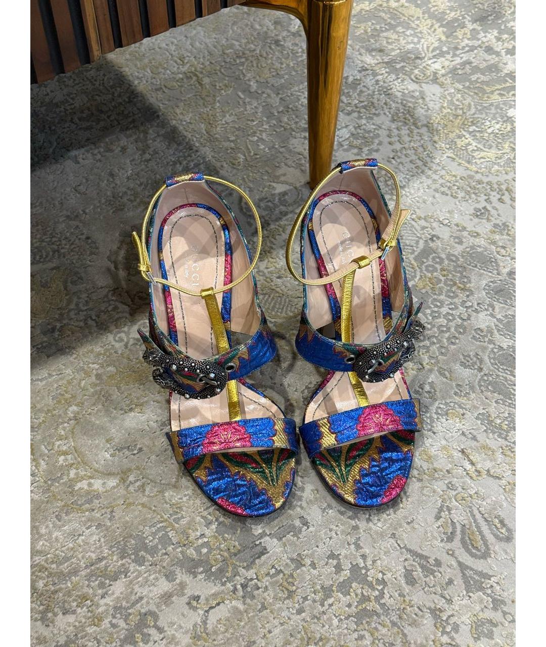 GUCCI Мульти текстильные босоножки, фото 5