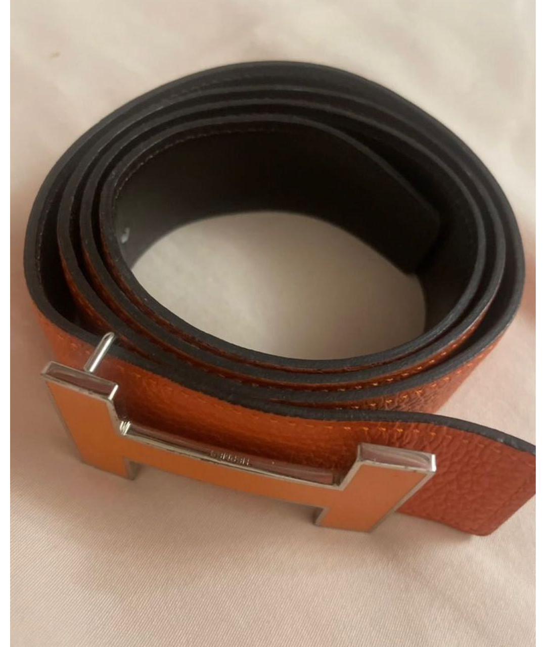 HERMES Оранжевый кожаный ремень, фото 2