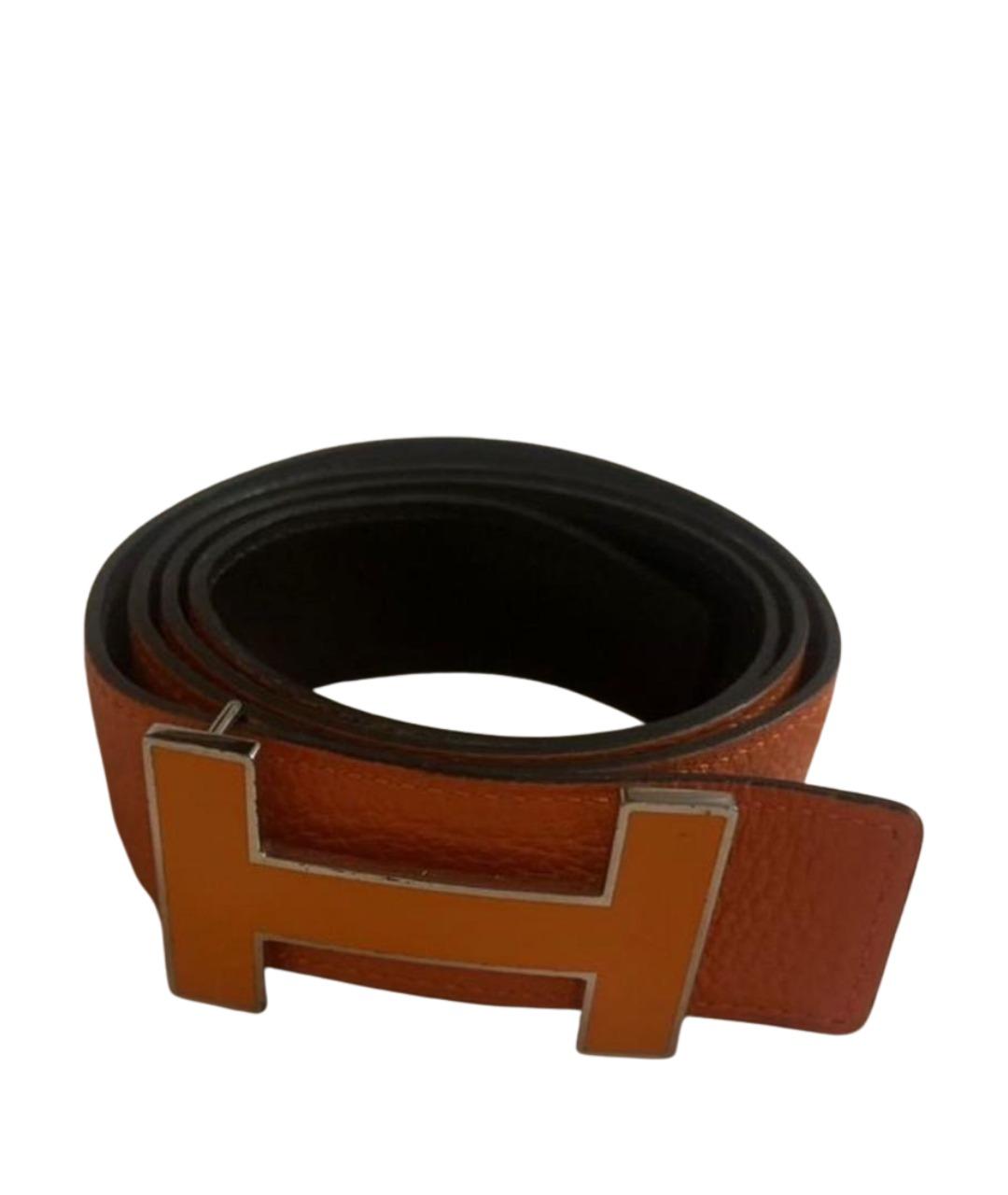 HERMES Оранжевый кожаный ремень, фото 1