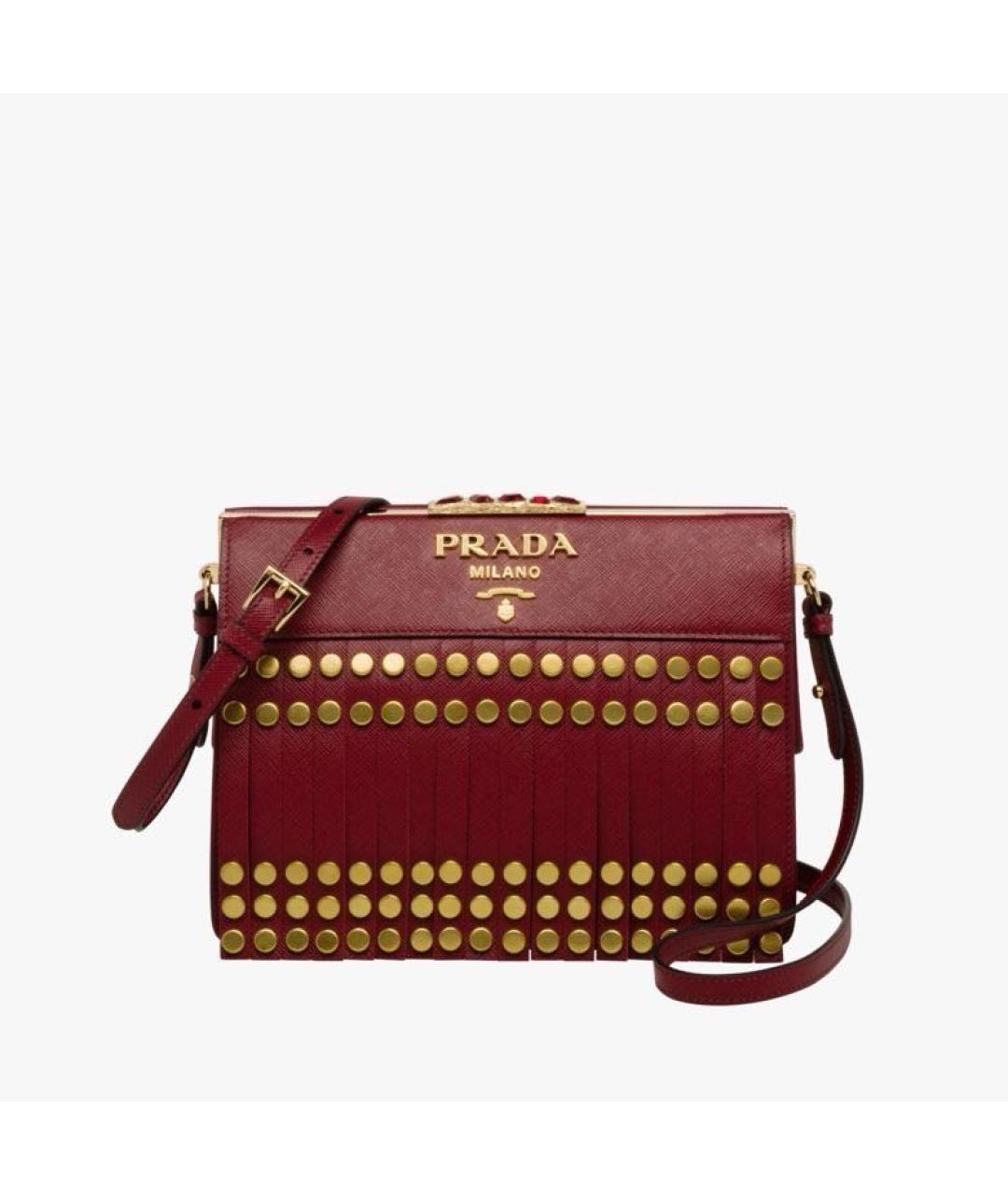 PRADA Бордовая кожаная сумка через плечо, фото 6