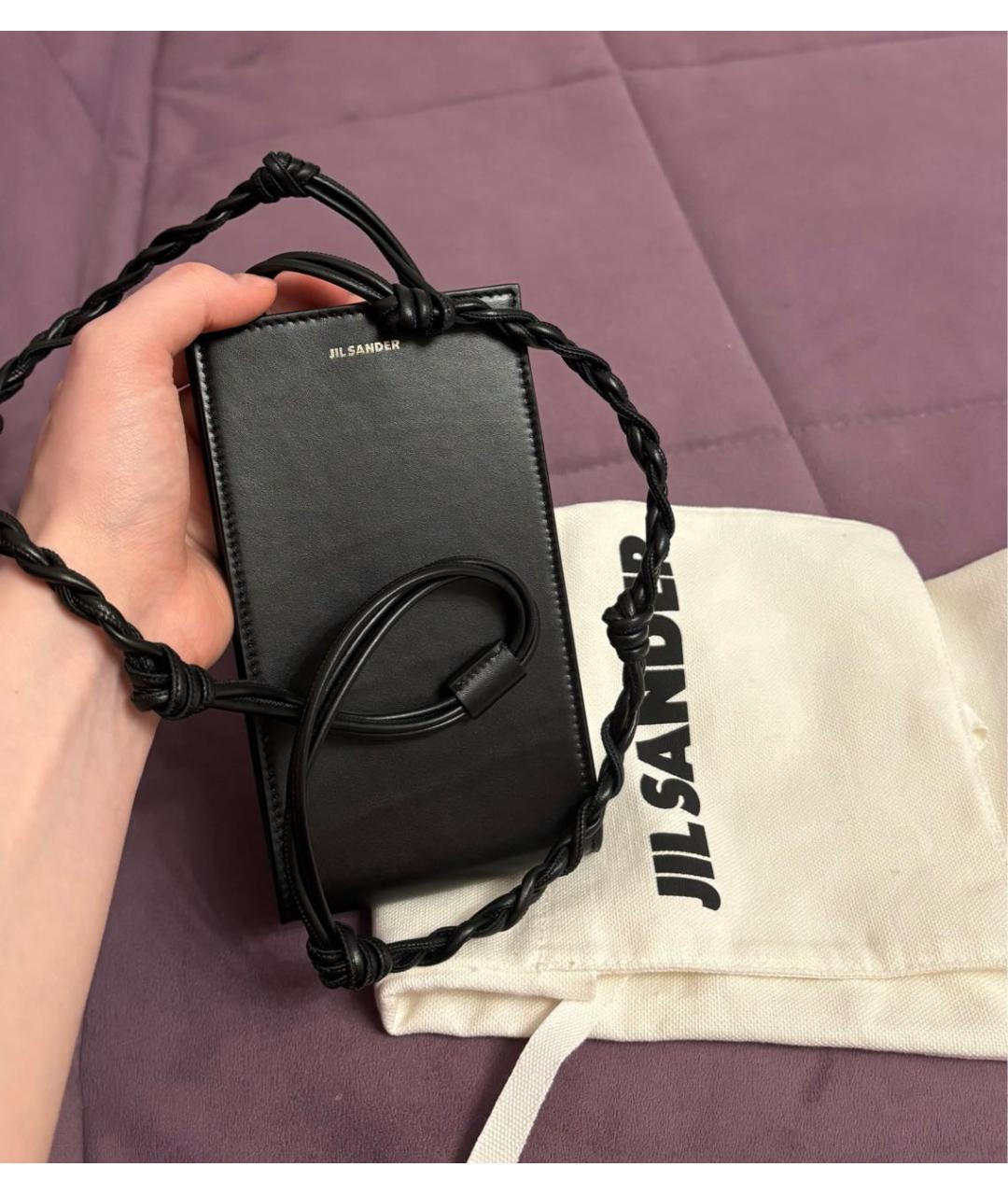 JIL SANDER Черная кожаная сумка через плечо, фото 5