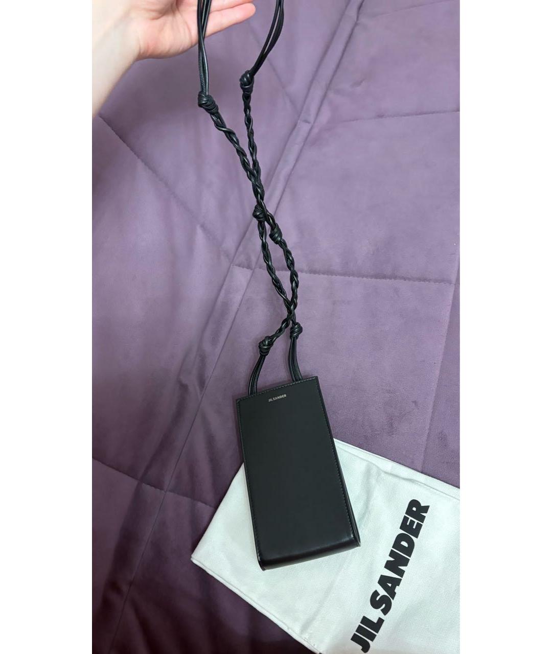 JIL SANDER Черная кожаная сумка через плечо, фото 3