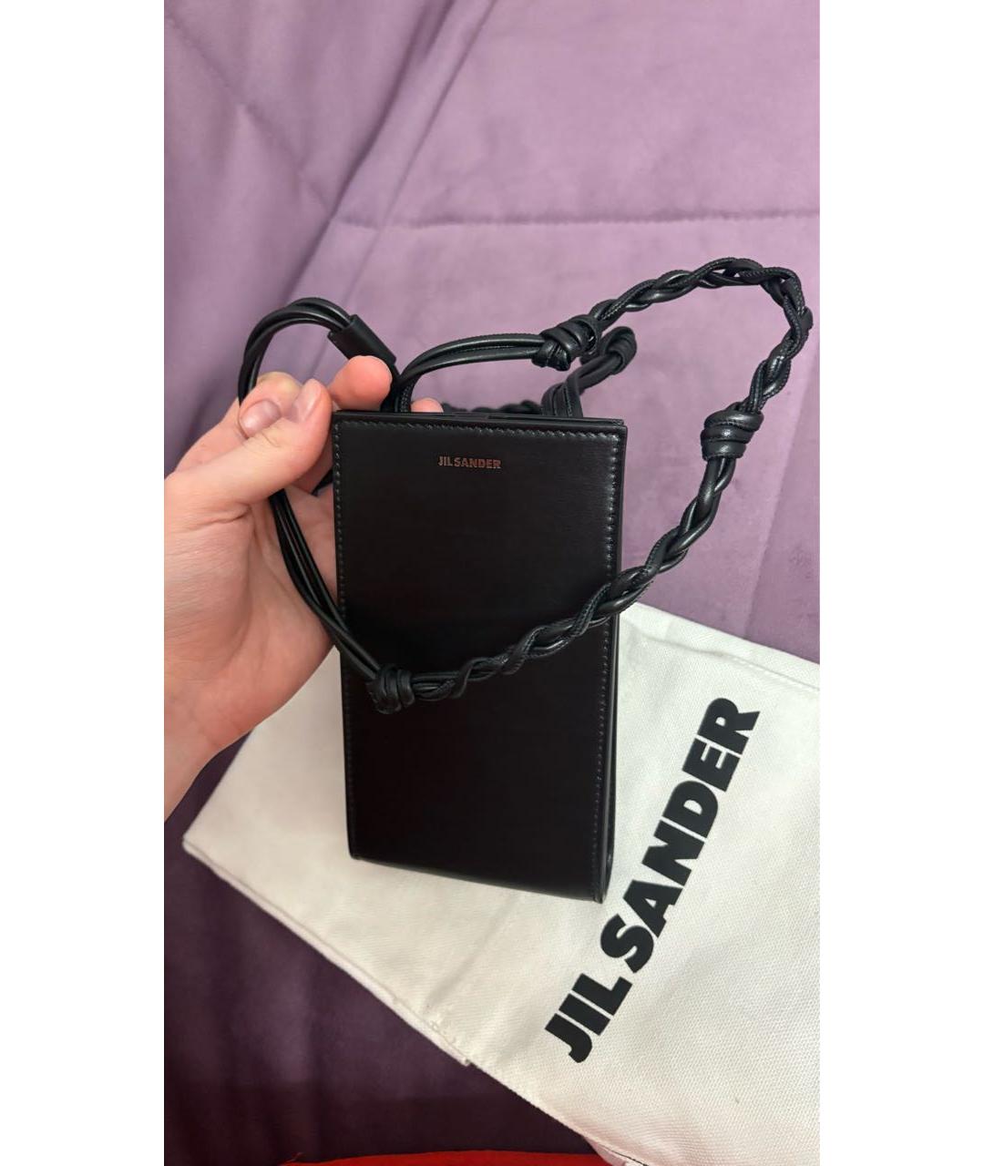 JIL SANDER Черная кожаная сумка через плечо, фото 2