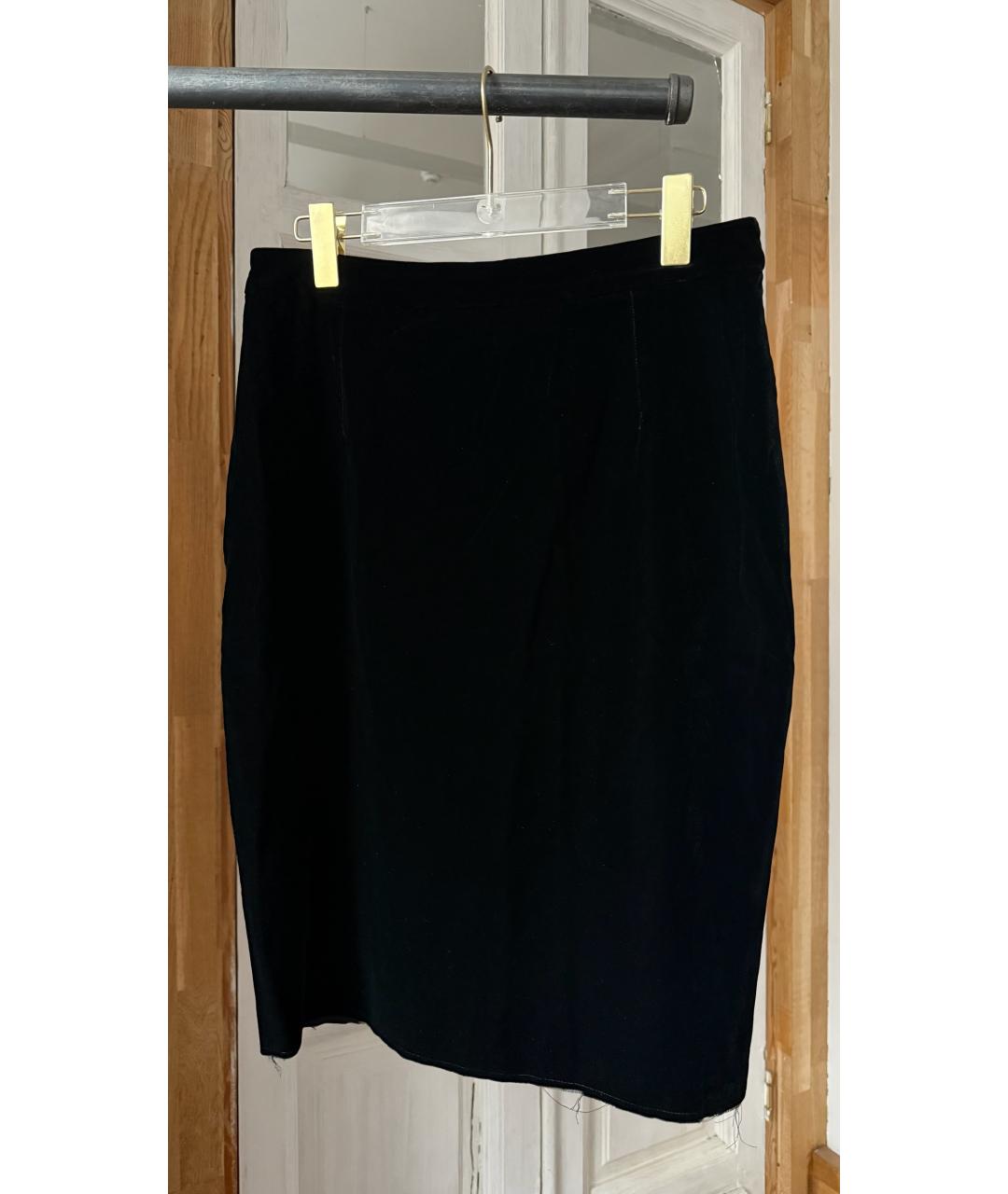 LANVIN Черная бархатная юбка миди, фото 5