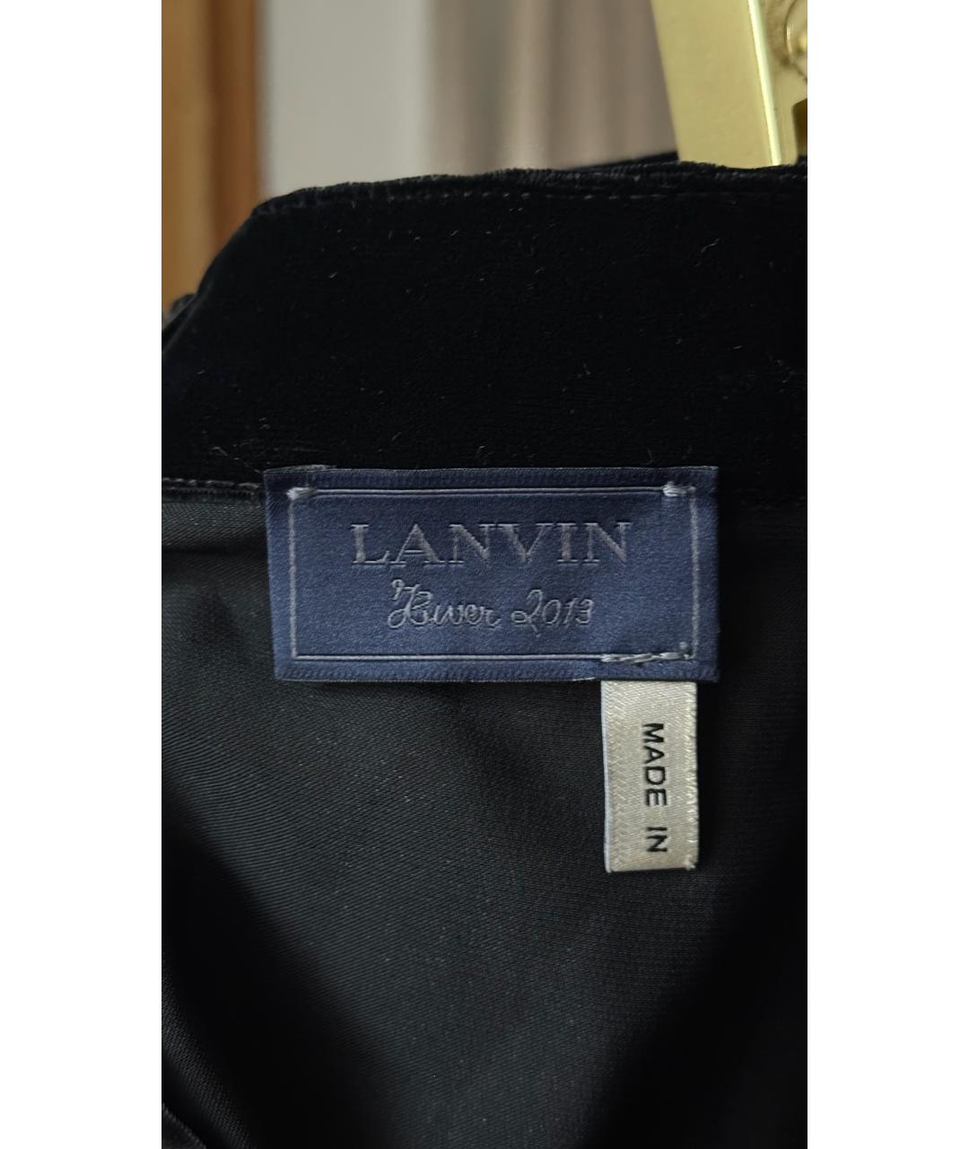 LANVIN Черная бархатная юбка миди, фото 3