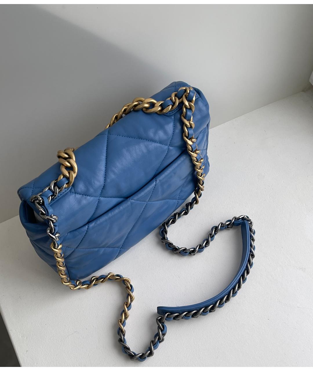 CHANEL Голубая кожаная сумка через плечо, фото 4