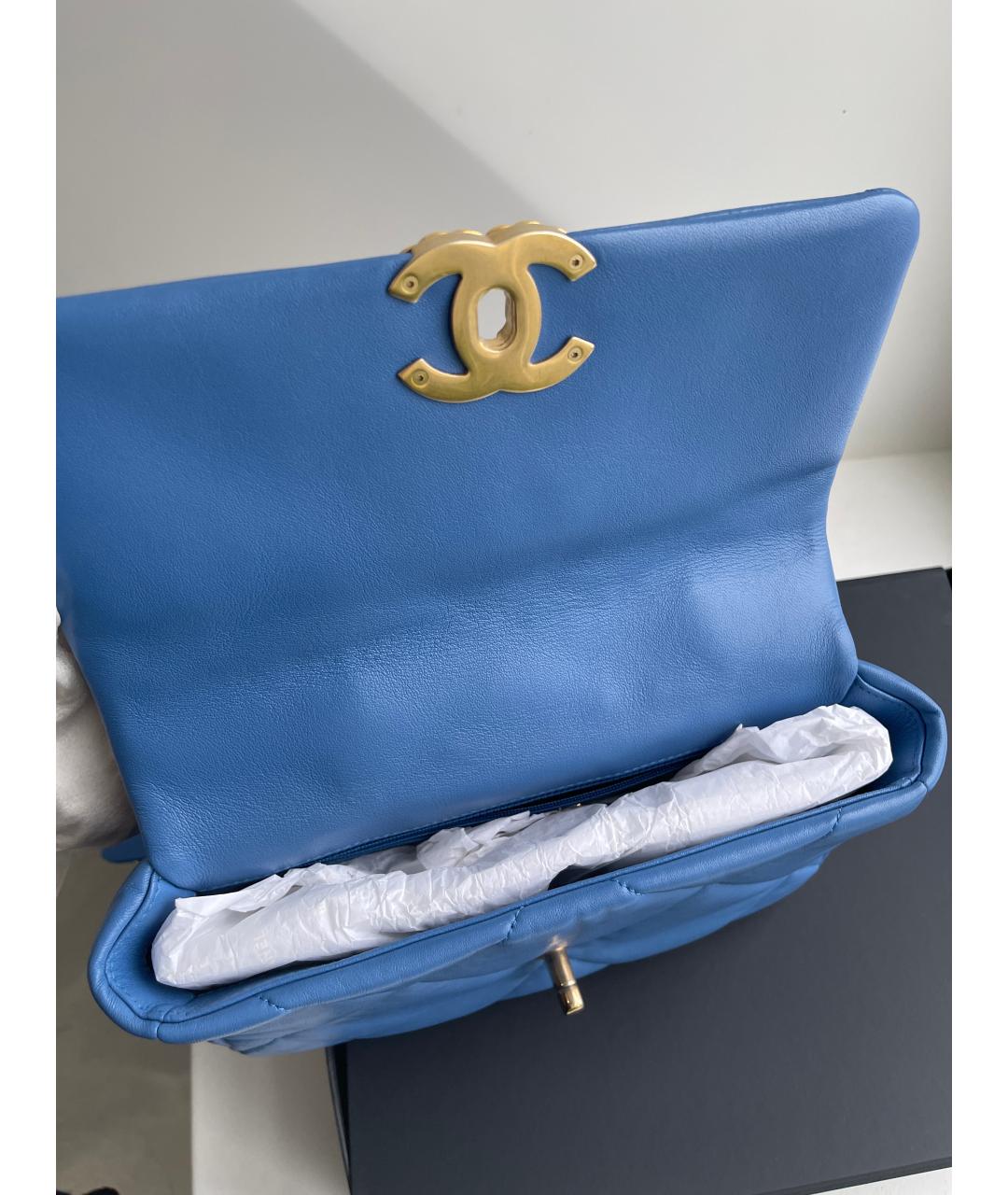 CHANEL Голубая кожаная сумка через плечо, фото 8