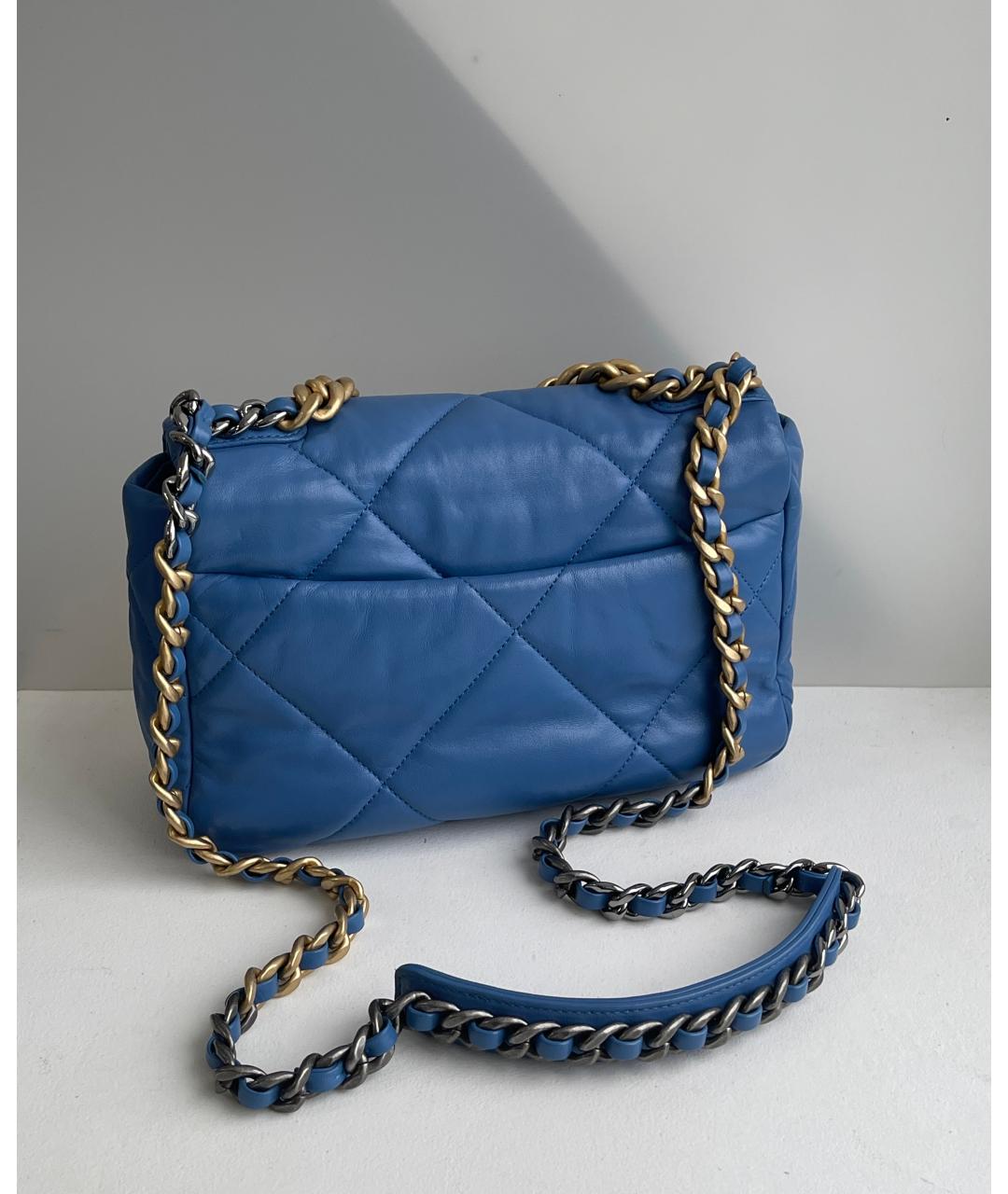 CHANEL Голубая кожаная сумка через плечо, фото 3