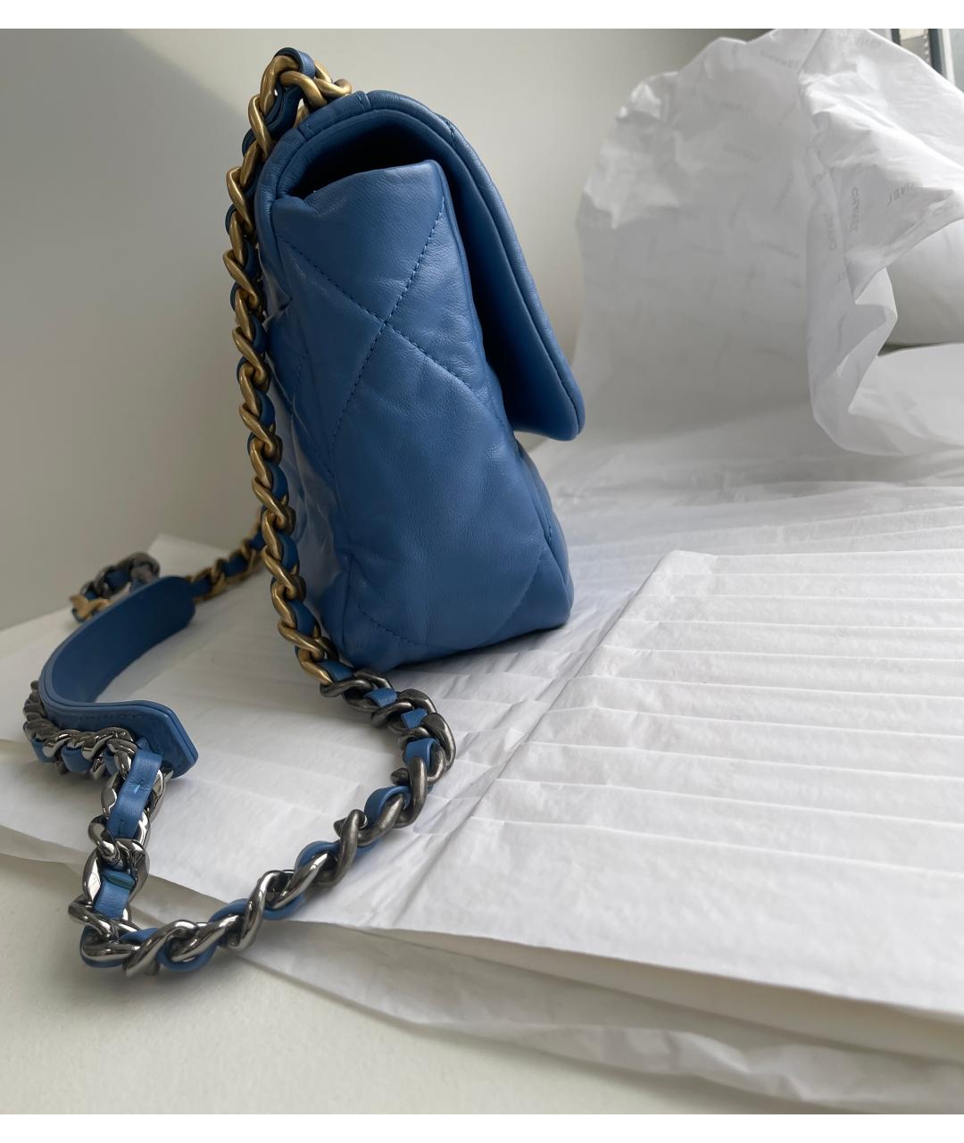 CHANEL Голубая кожаная сумка через плечо, фото 7