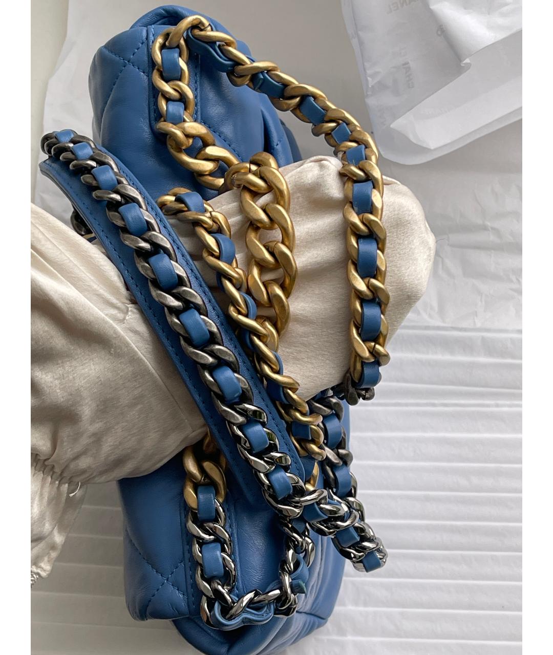 CHANEL Голубая кожаная сумка через плечо, фото 6