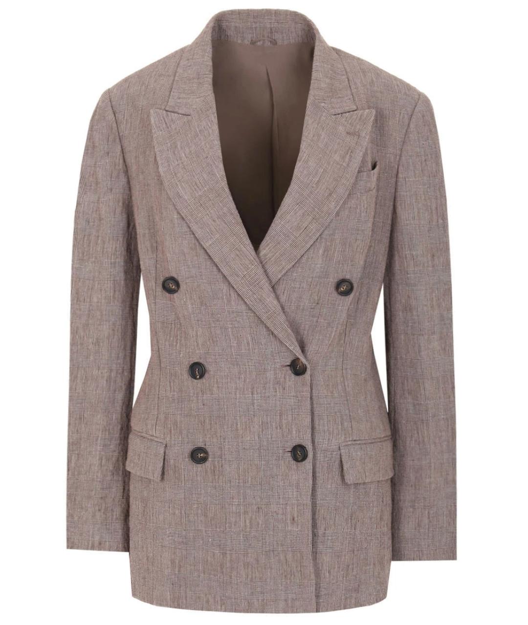 BRUNELLO CUCINELLI Коричневый льняной жакет/пиджак, фото 1