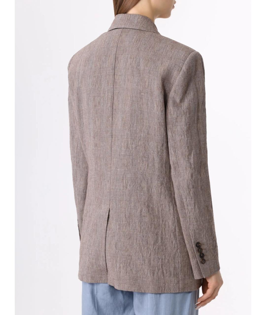 BRUNELLO CUCINELLI Коричневый льняной жакет/пиджак, фото 2