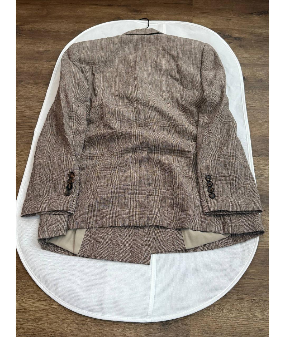 BRUNELLO CUCINELLI Коричневый льняной жакет/пиджак, фото 6