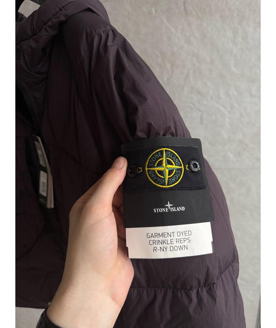 STONE ISLAND Бордовый полиэстеровый пуховик, фото 4