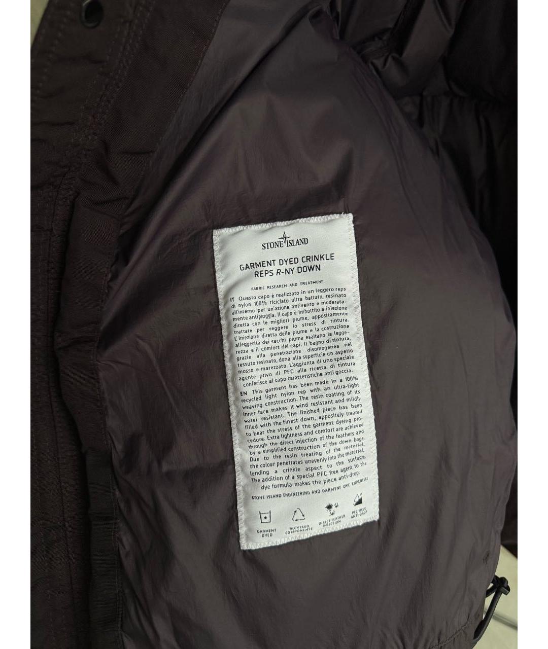 STONE ISLAND Бордовый полиэстеровый пуховик, фото 5