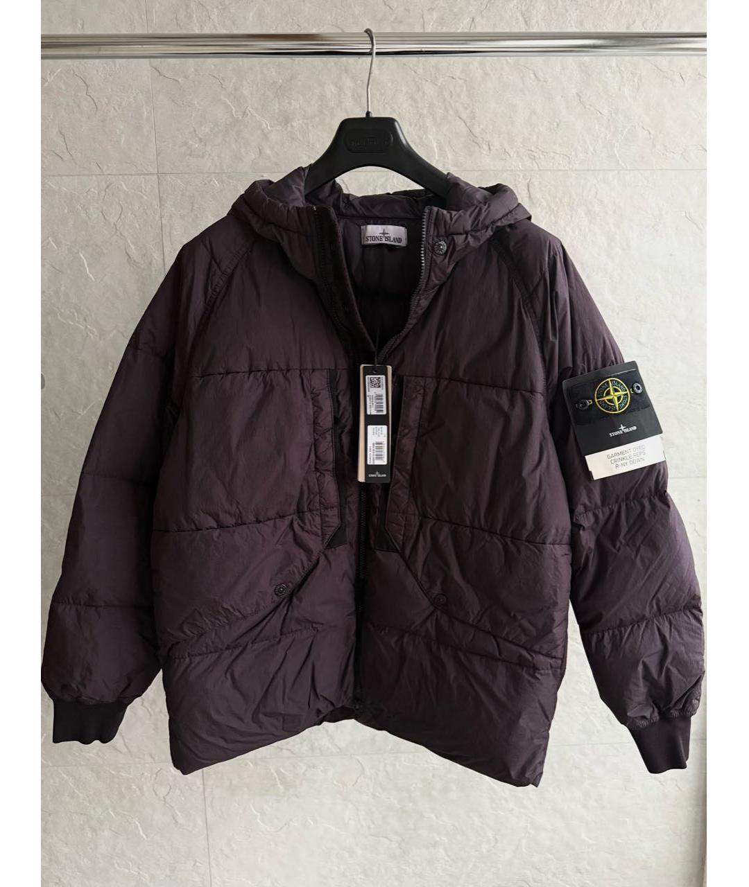 STONE ISLAND Бордовый полиэстеровый пуховик, фото 2