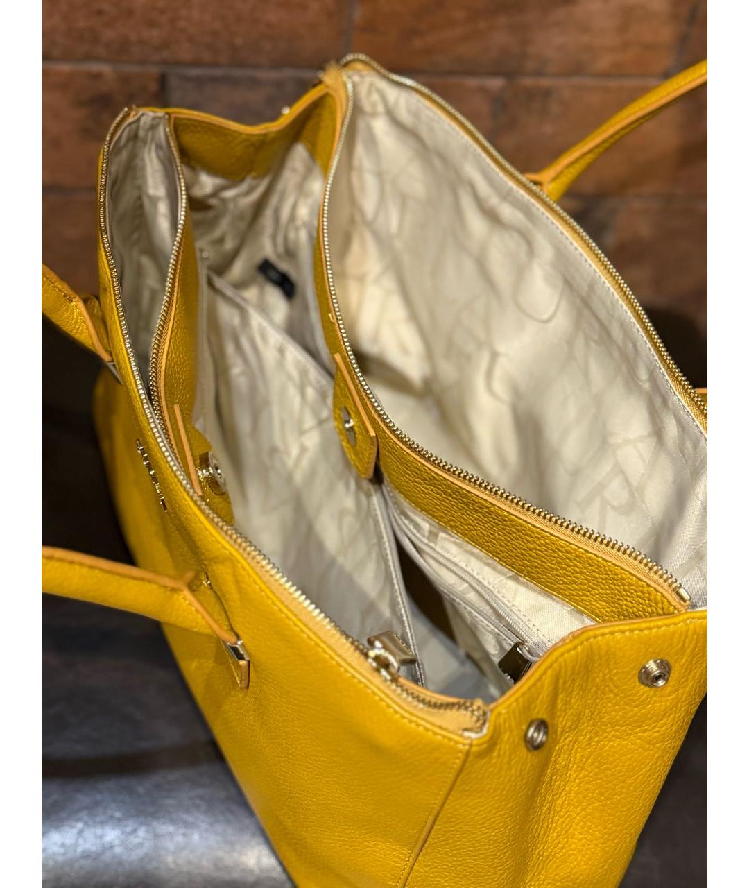 FURLA Желтая кожаная сумка тоут, фото 3