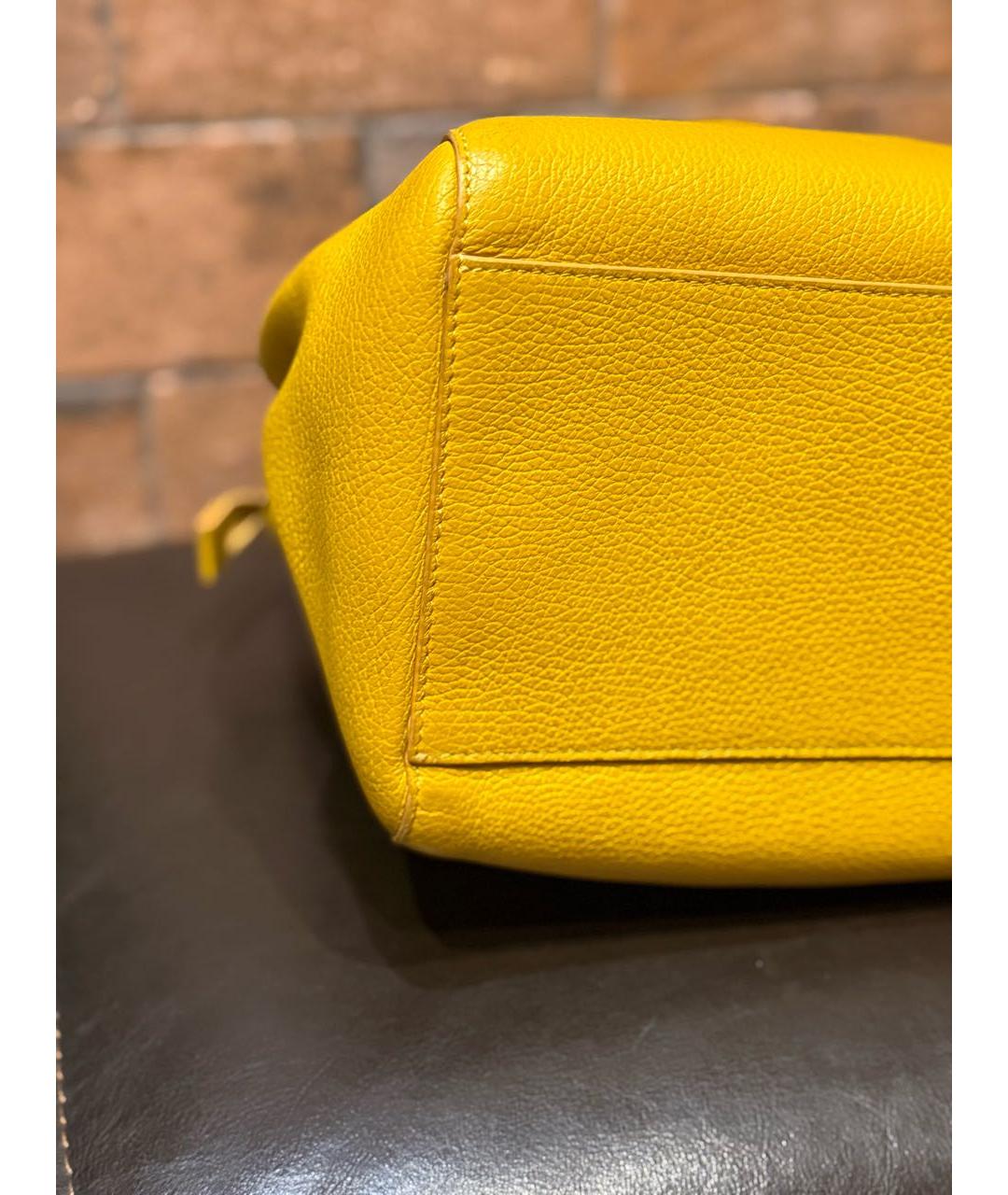 FURLA Желтая кожаная сумка тоут, фото 4