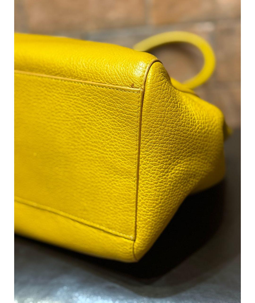 FURLA Желтая кожаная сумка тоут, фото 5