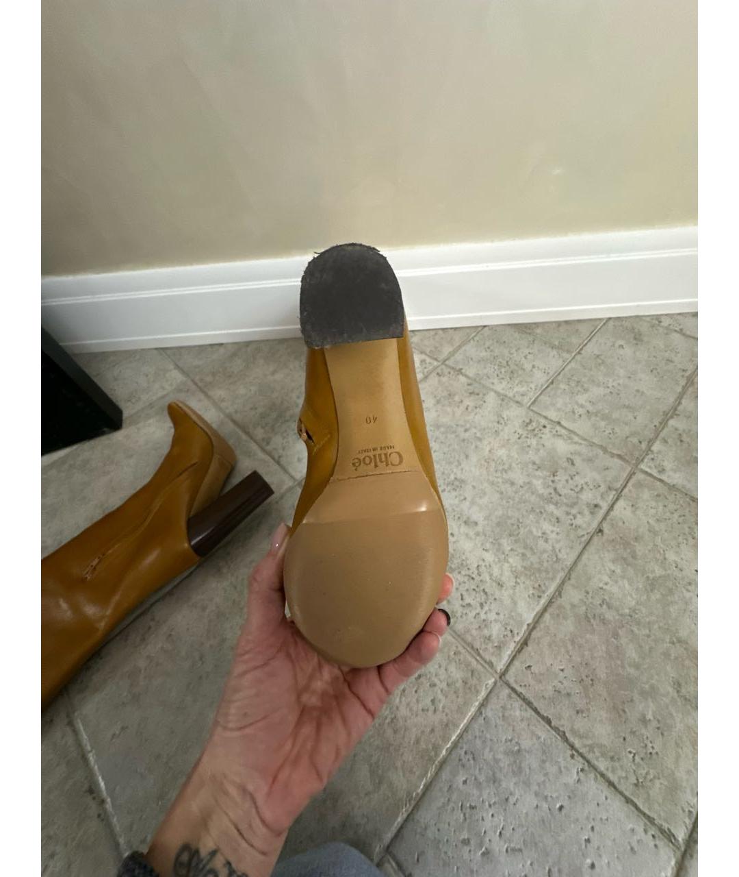 CHLOE Оранжевое кожаные сапоги, фото 5