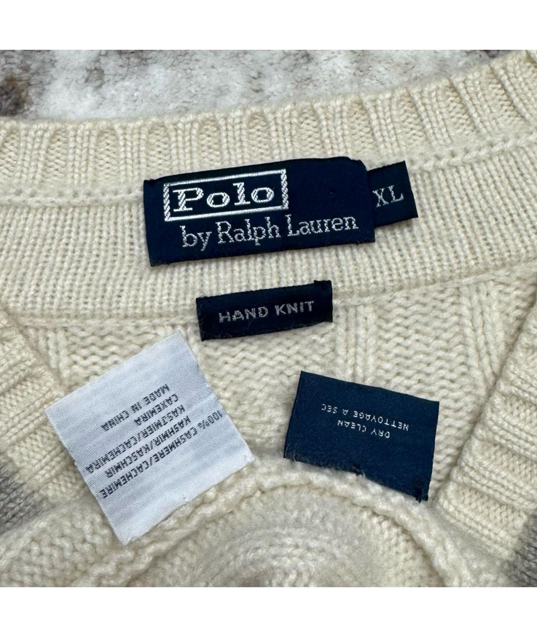 POLO RALPH LAUREN Бежевый кашемировый джемпер / свитер, фото 6