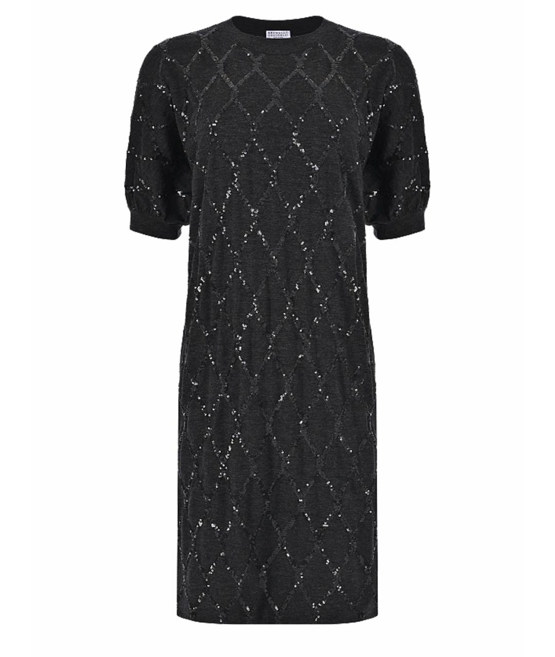 BRUNELLO CUCINELLI Черное шерстяное повседневное платье, фото 1