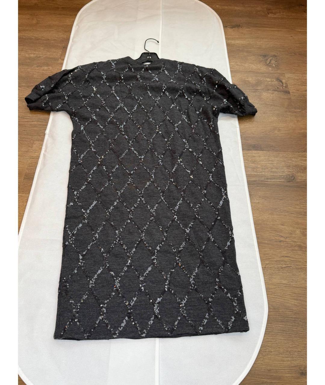 BRUNELLO CUCINELLI Черное шерстяное повседневное платье, фото 6