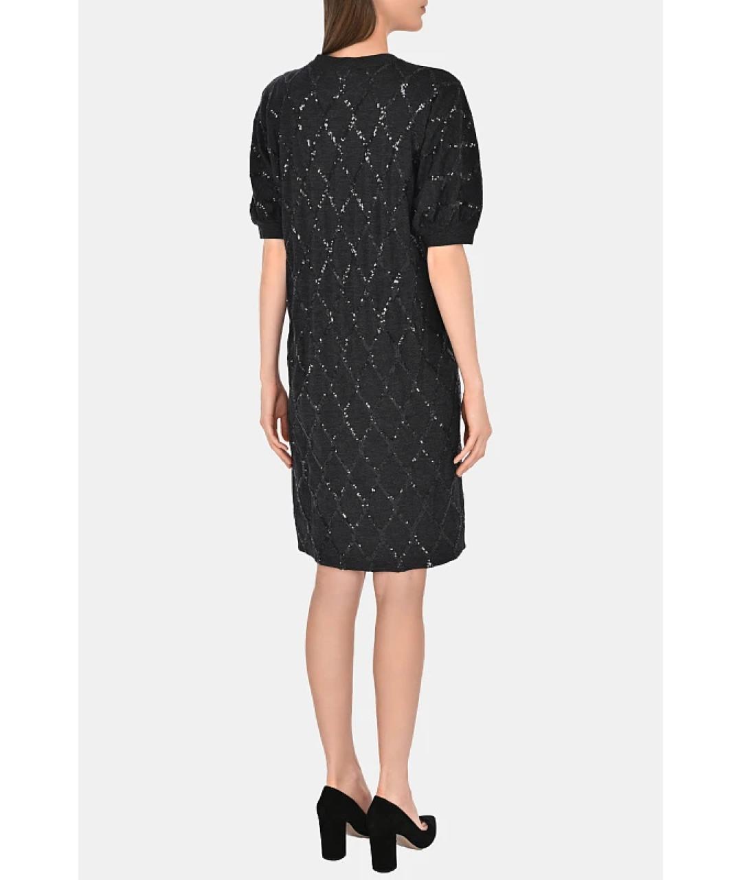 BRUNELLO CUCINELLI Черное шерстяное повседневное платье, фото 3