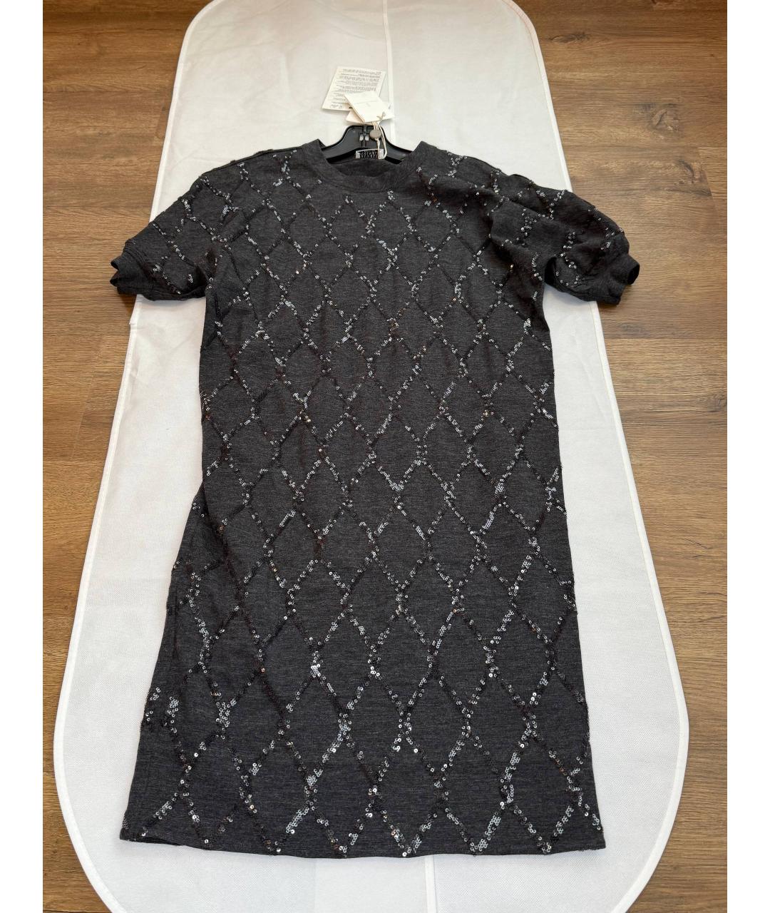 BRUNELLO CUCINELLI Черное шерстяное повседневное платье, фото 7