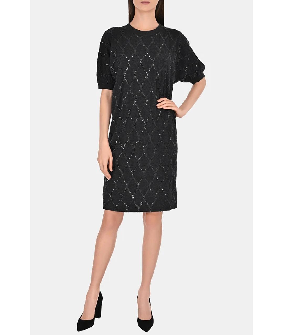 BRUNELLO CUCINELLI Черное шерстяное повседневное платье, фото 5