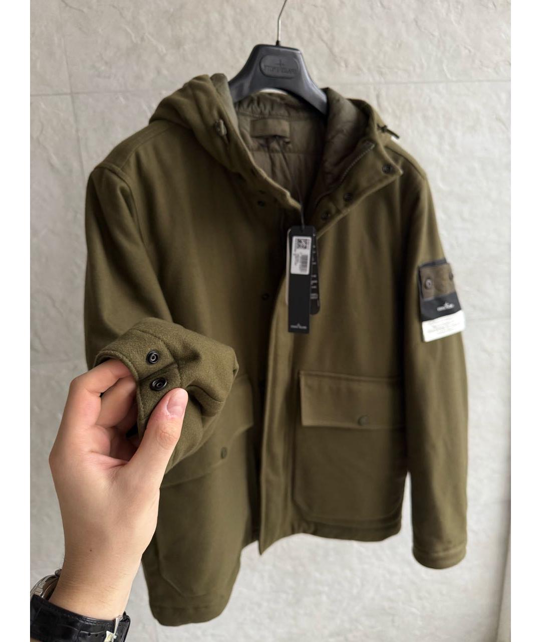 STONE ISLAND Хаки шерстяная куртка, фото 4