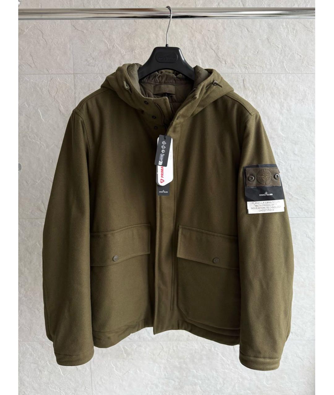 STONE ISLAND Хаки шерстяная куртка, фото 2