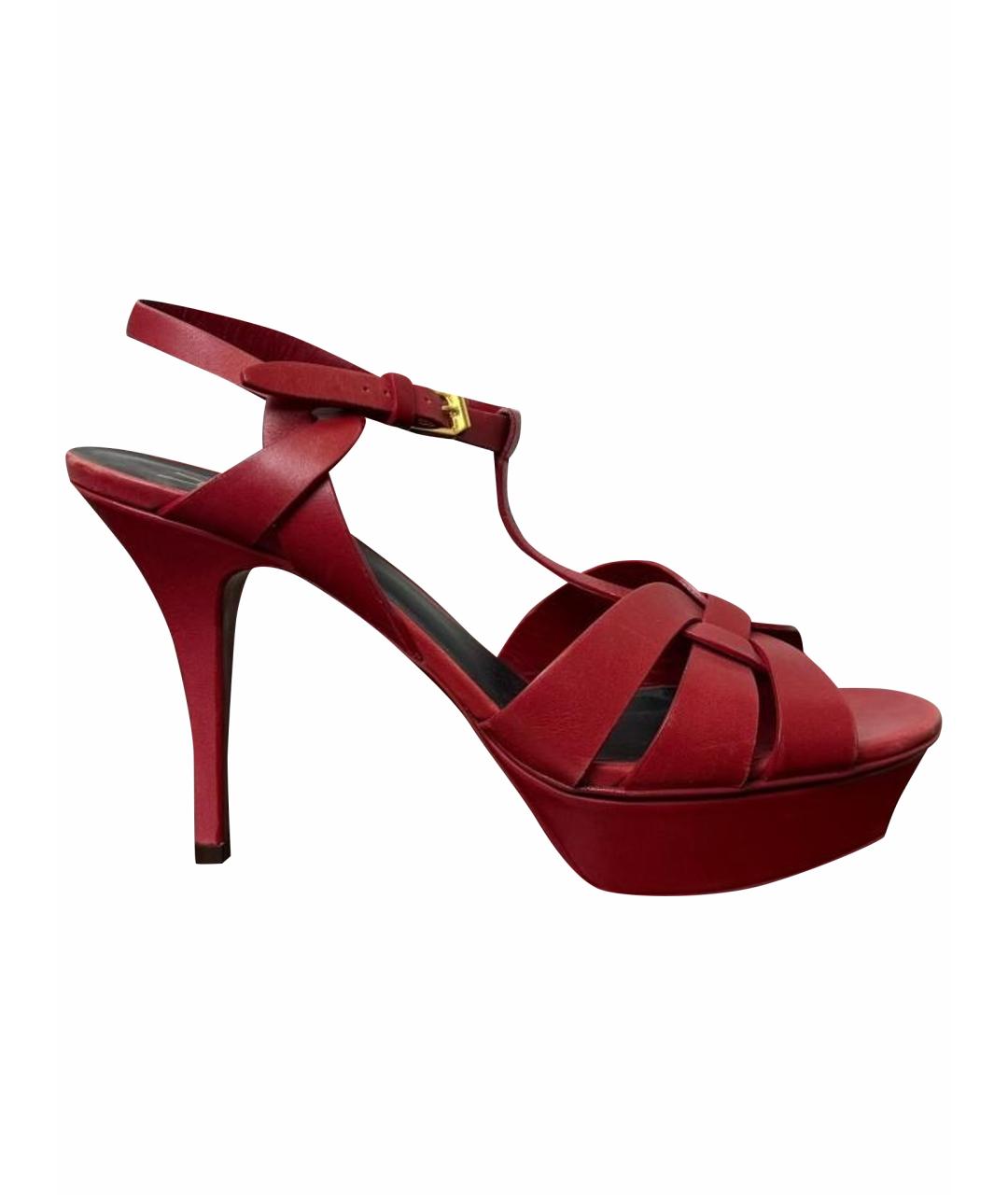 SAINT LAURENT Красные кожаные босоножки, фото 1