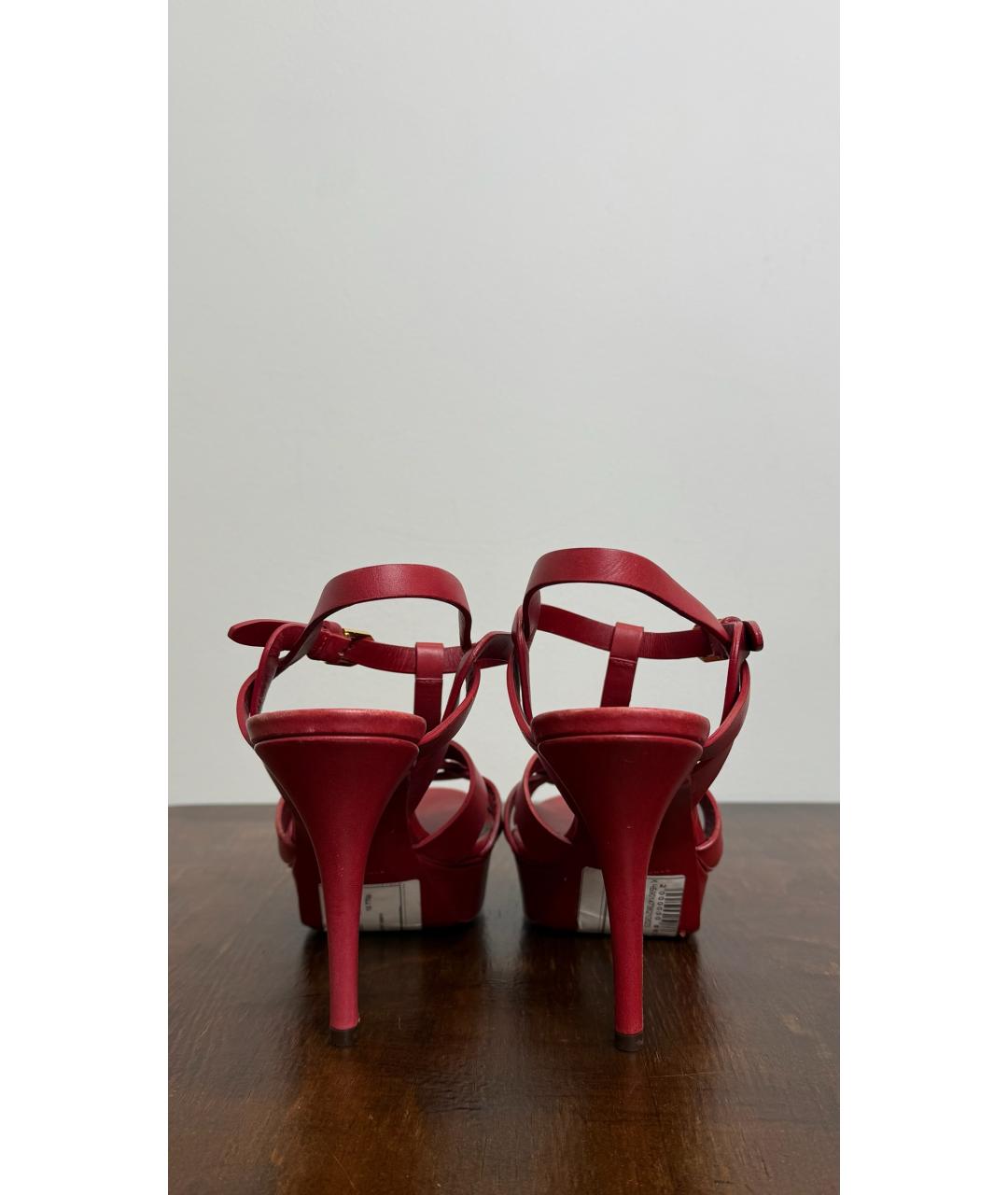 SAINT LAURENT Красные кожаные босоножки, фото 4