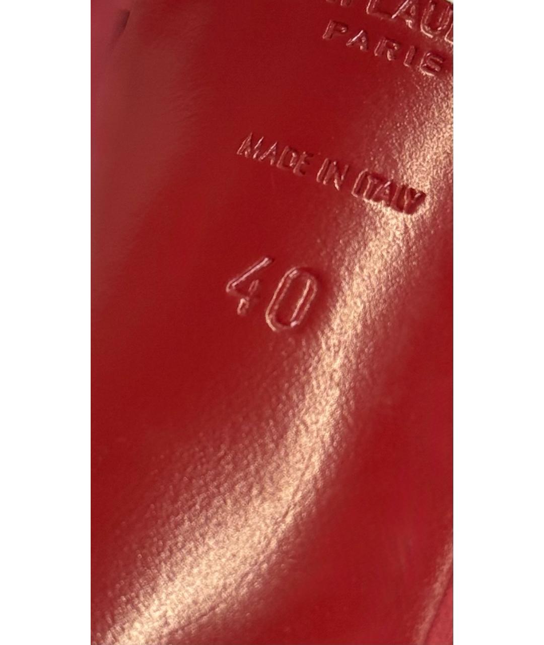 SAINT LAURENT Красные кожаные босоножки, фото 5