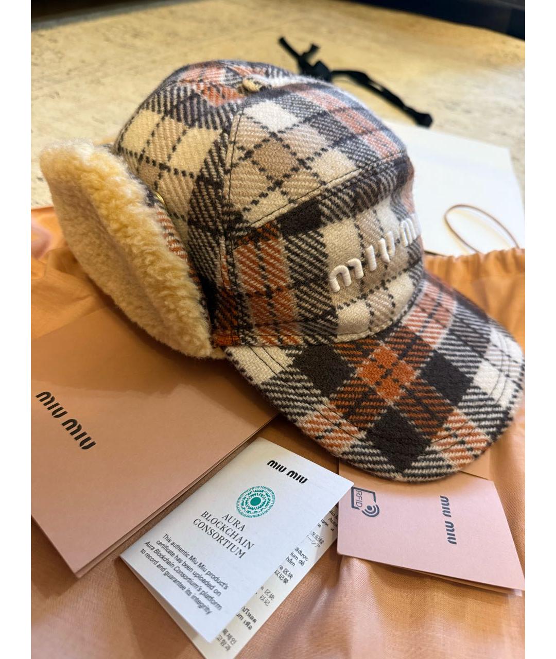 MIU MIU Коричневая шерстяная шапка, фото 7