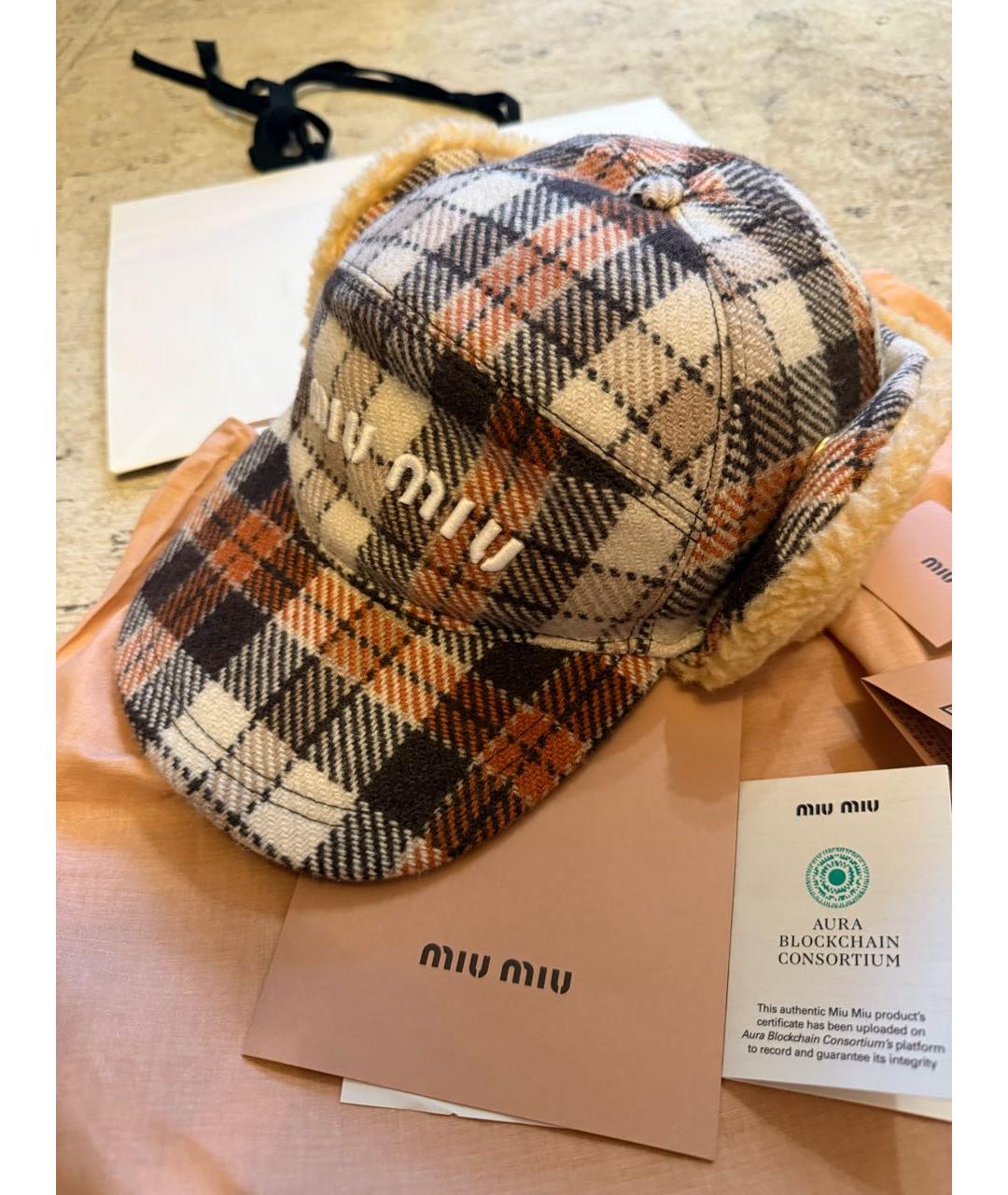 MIU MIU Коричневая шерстяная шапка, фото 8