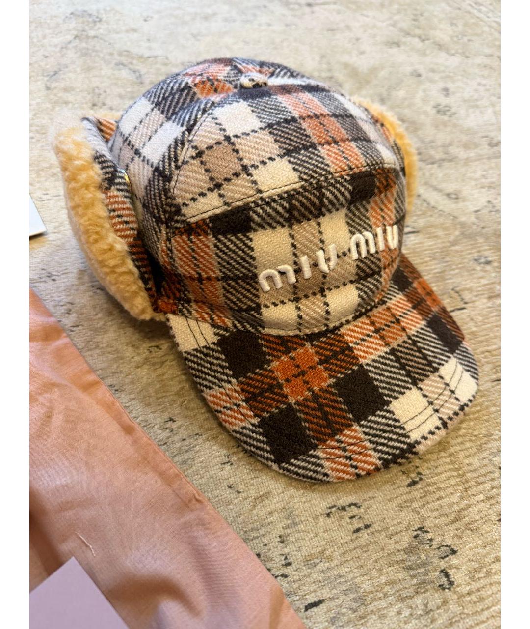 MIU MIU Коричневая шерстяная шапка, фото 3