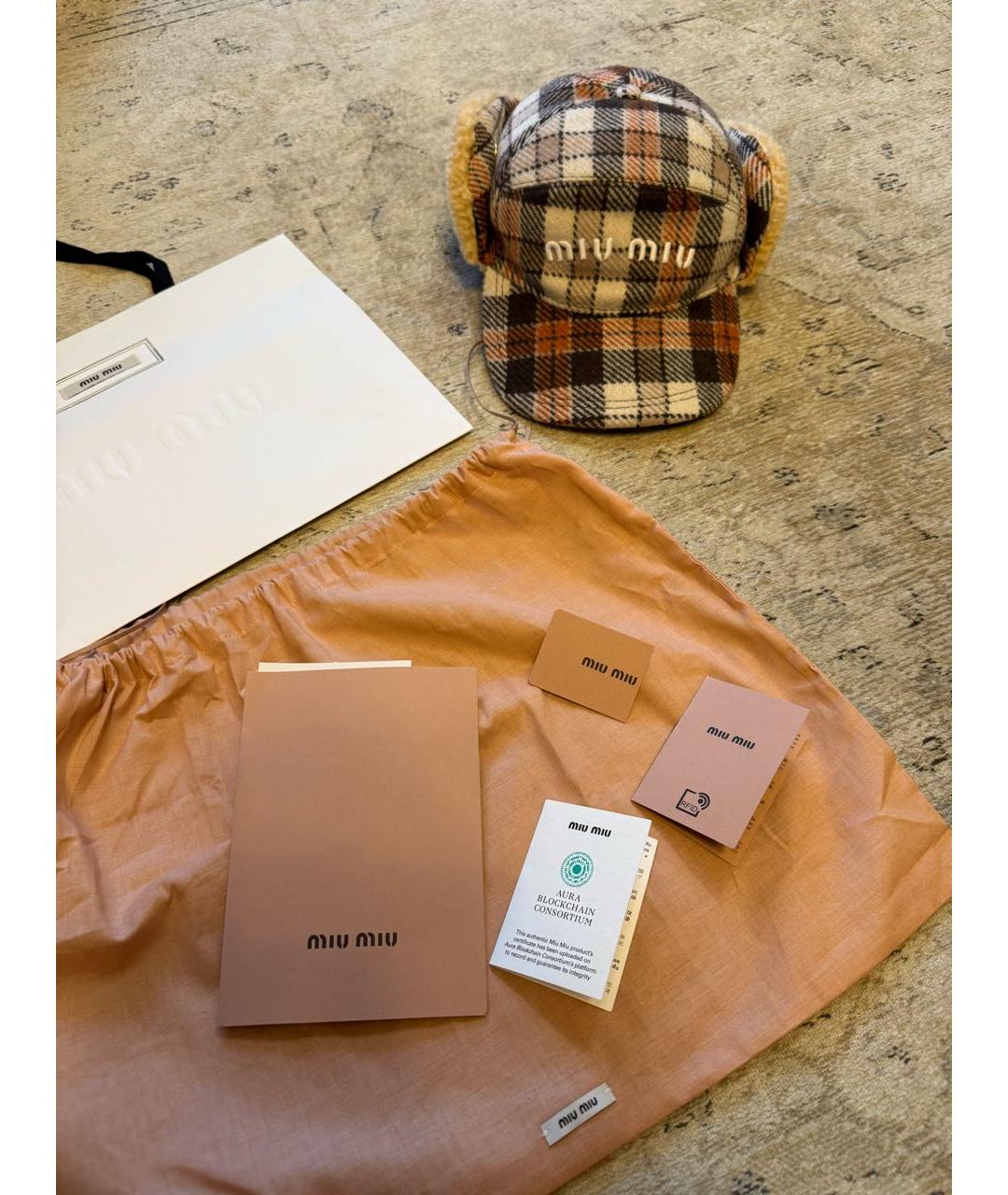 MIU MIU Коричневая шерстяная шапка, фото 6