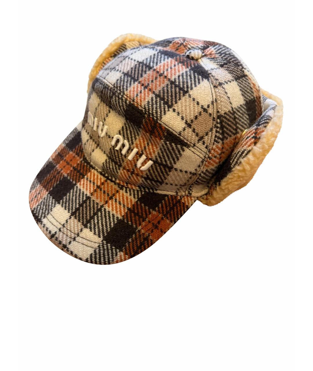 MIU MIU Коричневая шерстяная шапка, фото 1