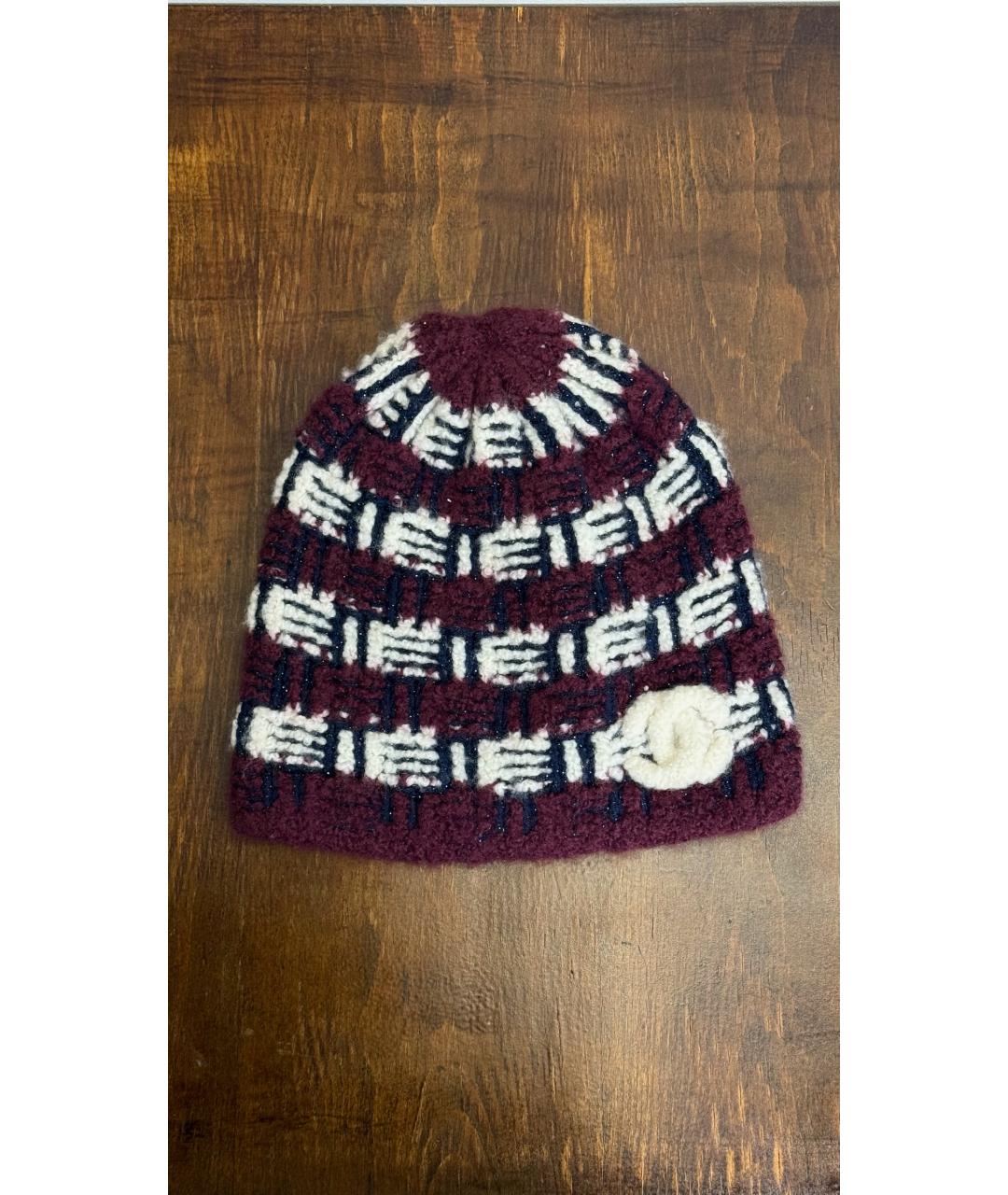 CHANEL Бордовая кашемировая шапка, фото 5