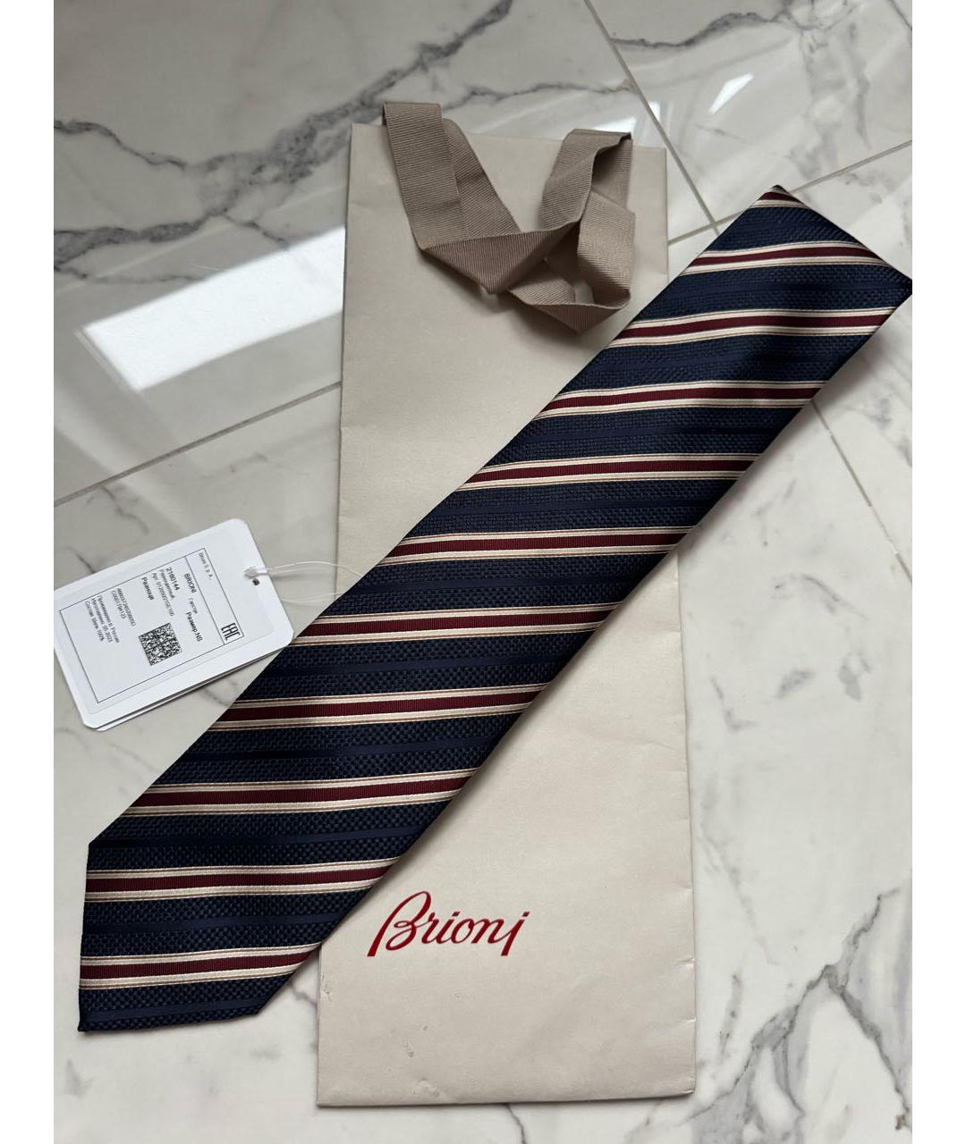 BRIONI Темно-синий шелковый галстук, фото 4