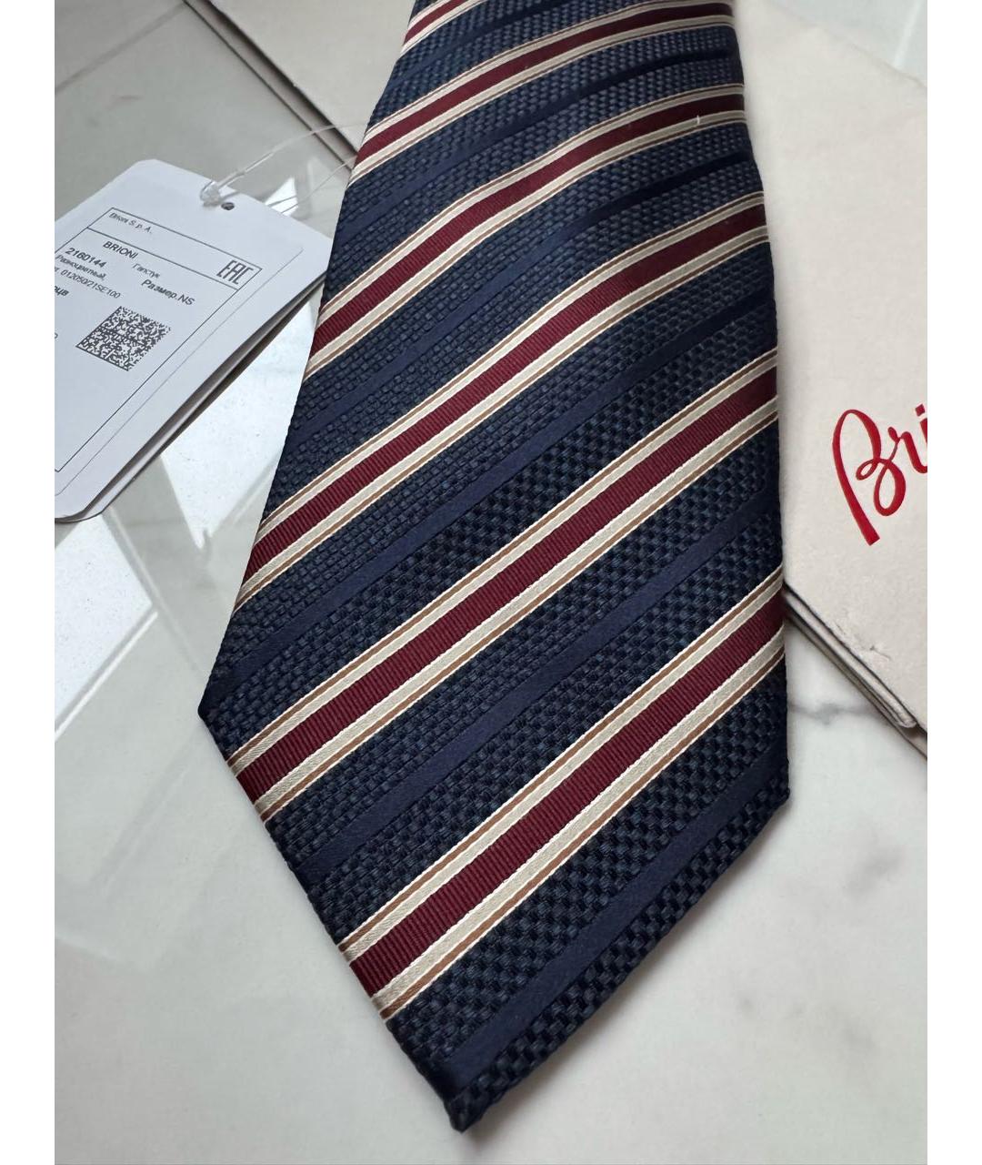 BRIONI Темно-синий шелковый галстук, фото 3