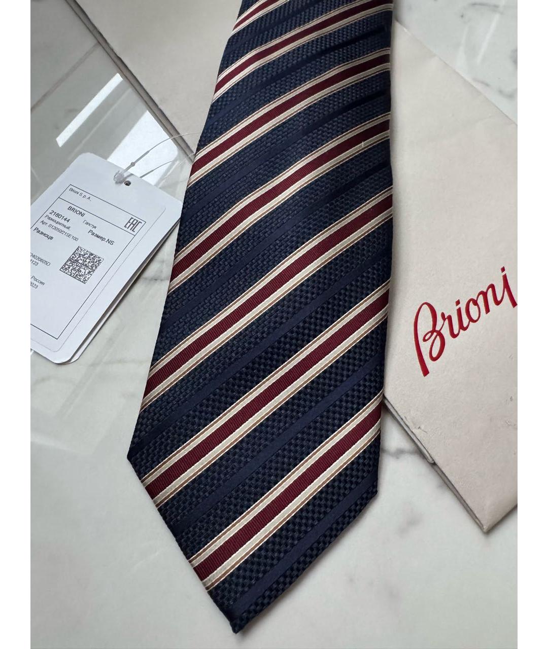 BRIONI Темно-синий шелковый галстук, фото 2